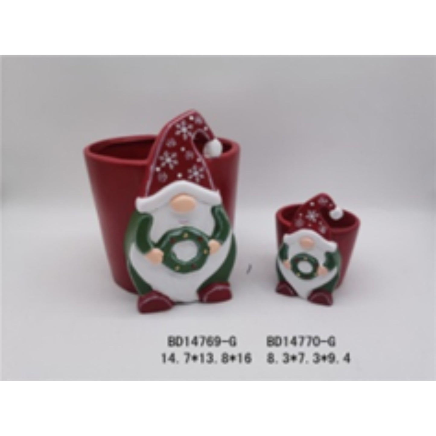 Holiday Charm Terracotta Ceramic Christmas Planter Duo