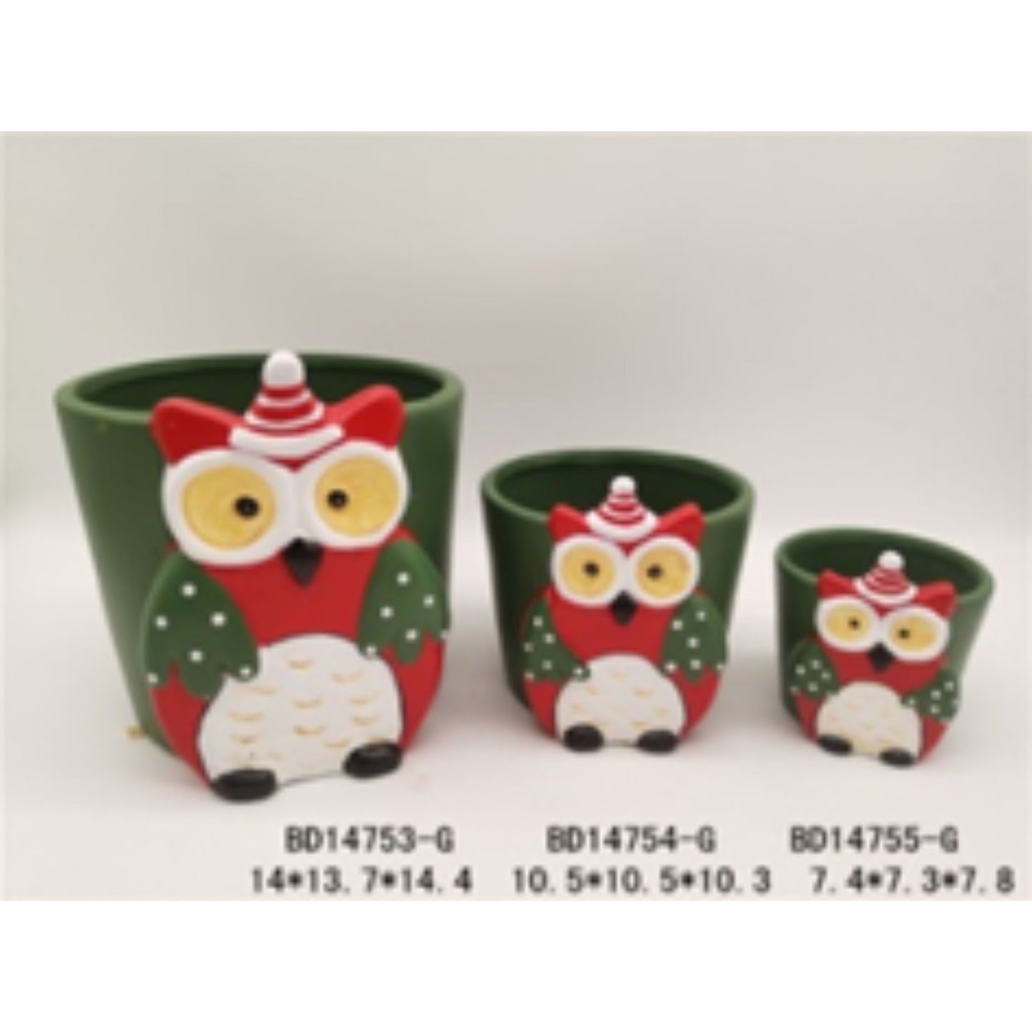 Holiday Edition Terracotta Ceramic Christmas Planter Trio