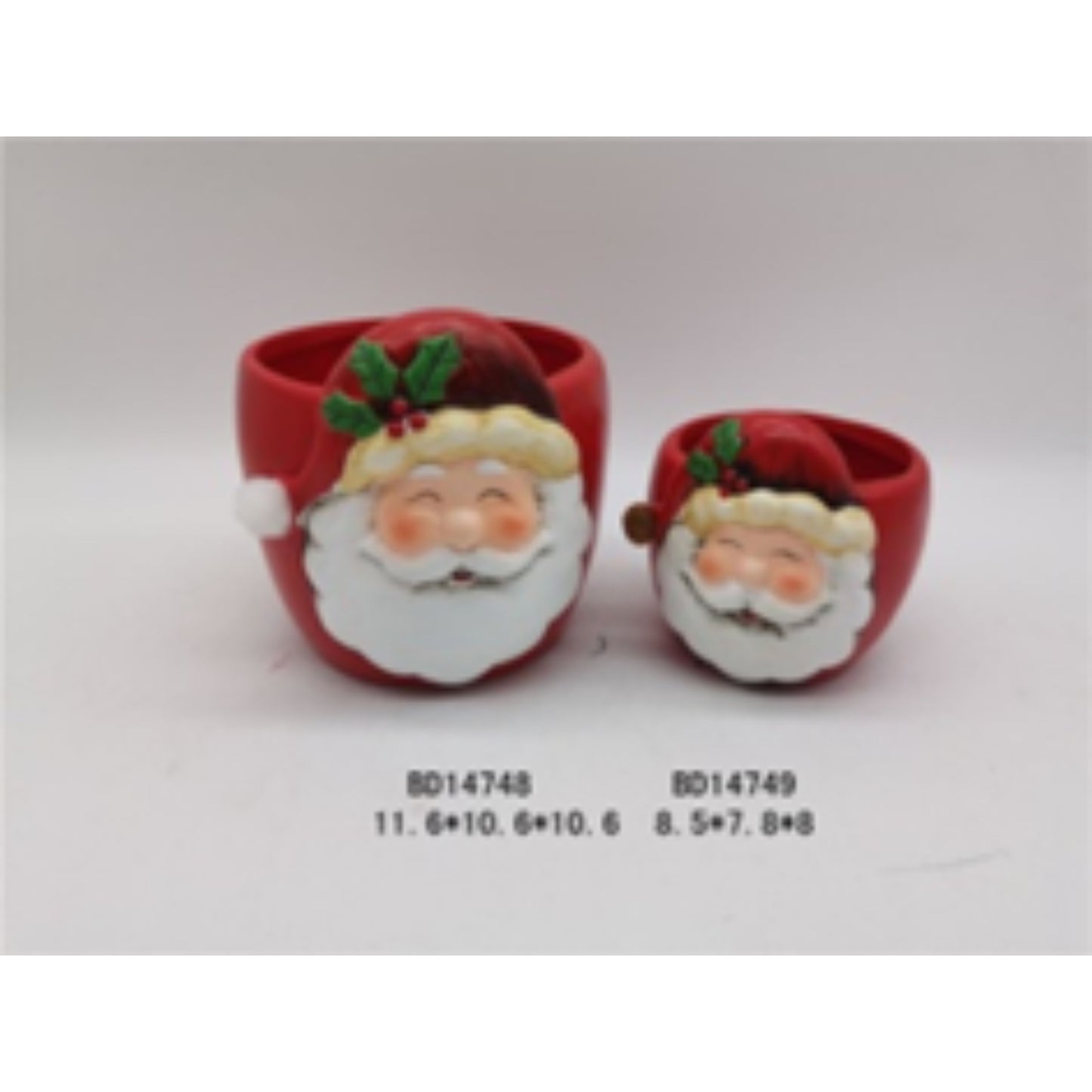 Holiday Terracotta Ceramic Christmas Planter Duo