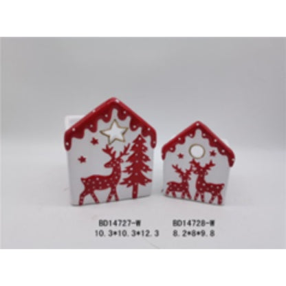 Holiday White Ceramic Terracotta Christmas Planter Duo