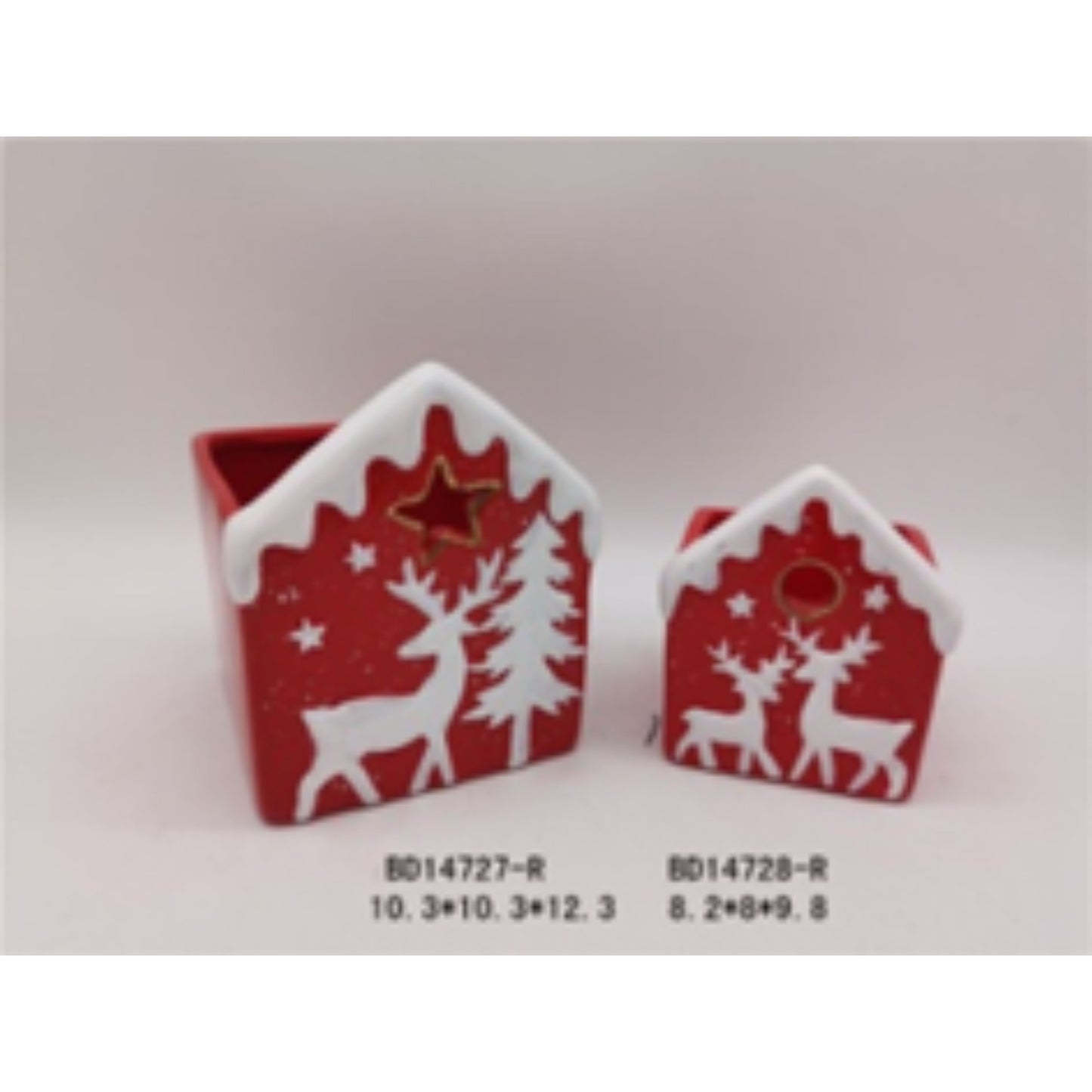 Holiday White Ceramic Terracotta Christmas Planter Duo