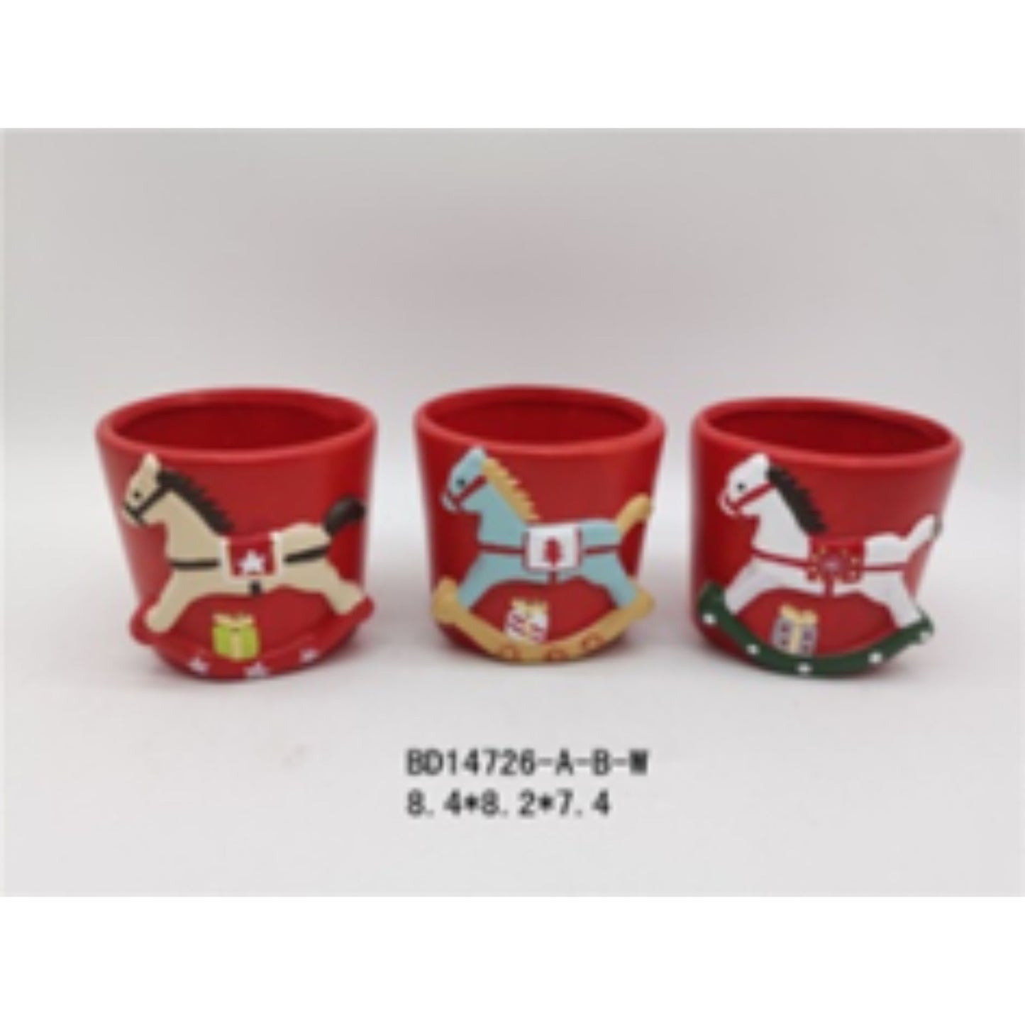 Holiday Glazed Terracotta Ceramic Christmas Pot Duo