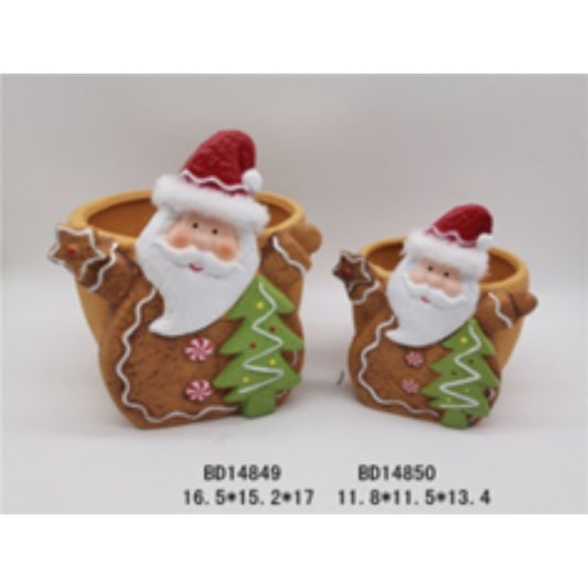 Holiday Charm Terracotta Ceramic Christmas Flower Pot Duo