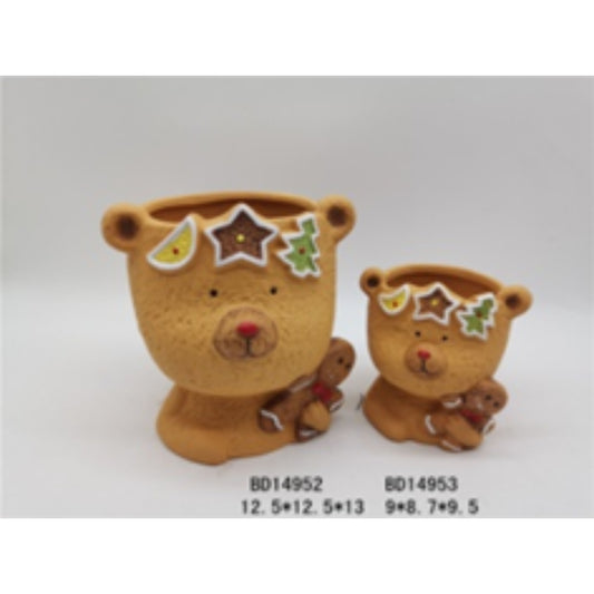 Holiday Terracotta Ceramic Christmas Plant Pot Duo