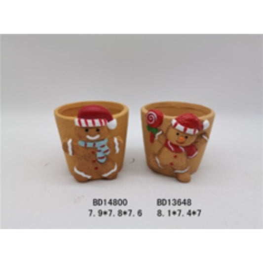 Mini Terracotta Ceramic Christmas Flower Pot Duo