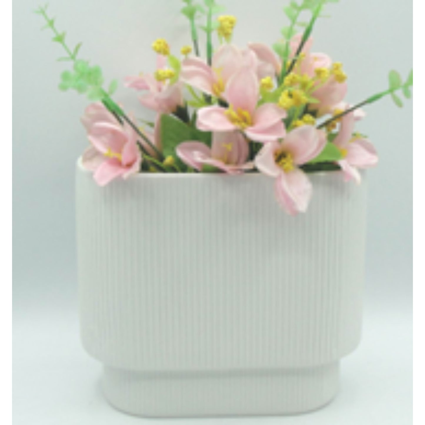 Curved Silhouette Dolomite Ceramic Vase in Soft White