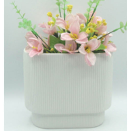 Curved Silhouette Dolomite Ceramic Vase in Soft White