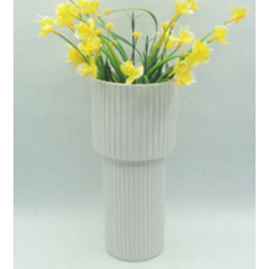 Tall Cylindrical Dolomite Ceramic Vase in Matte Finish