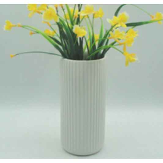 Textured Dolomite Ceramic Vase with Slim Profile