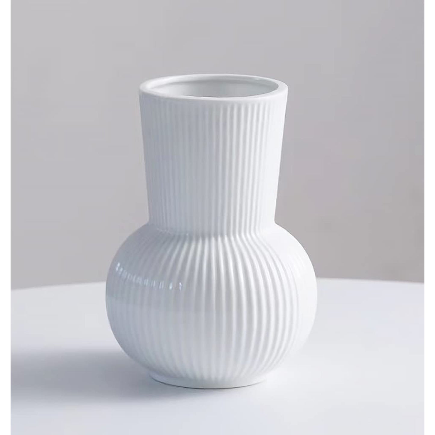 DYH23P607 W – Minimalist Dolomite Ceramic Vase with Soft Curve Design