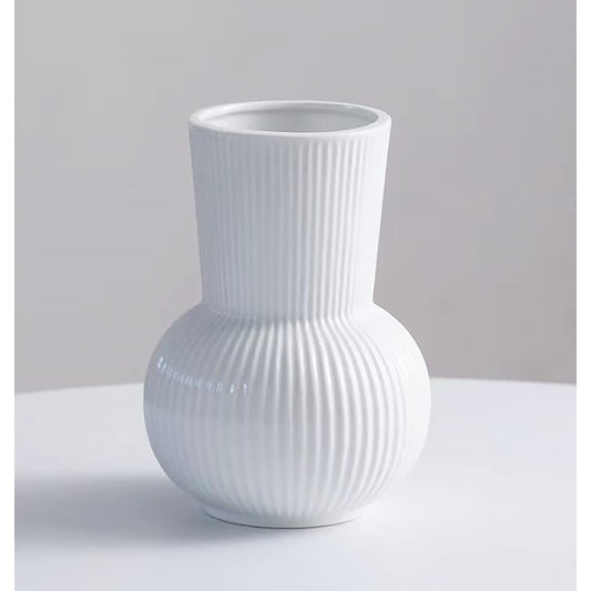 DYH23P607 W – Minimalist Dolomite Ceramic Vase with Soft Curve Design