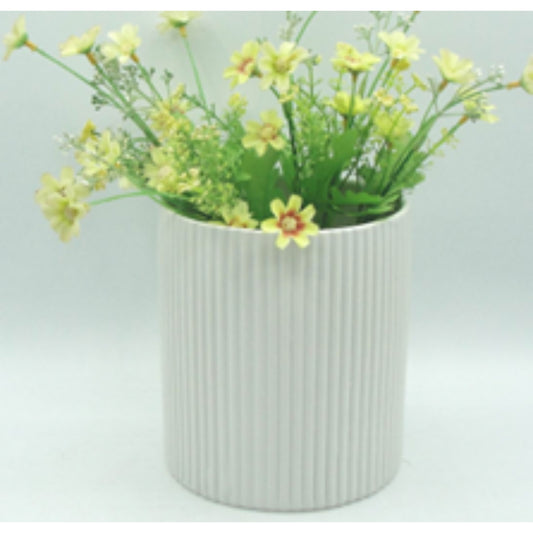 DYH23P609 W Matte Dolomite Ceramic Vase with Rounded Silhouette