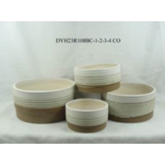 Textured Stoneware Flower Pot Set DYH23R108 Series