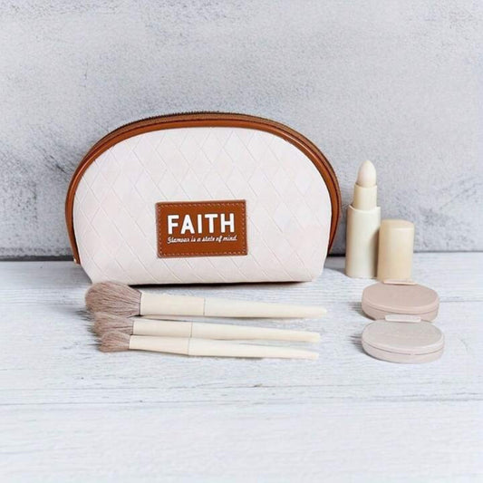 RH2305 Quilted Semi-Round Leather Handheld Makeup Bag