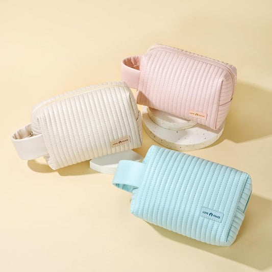 RH2224 Octagonal Cake Style Makeup Bag – PU Leather with Creamy Finish