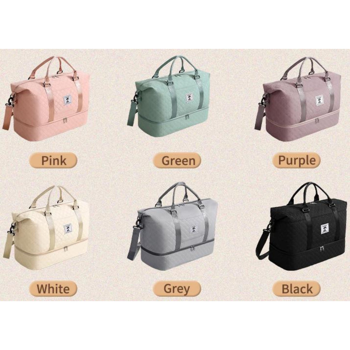 Travel Duffel Bag RH2430 – Diamond Pattern Travel Bag with Shoe Compartment