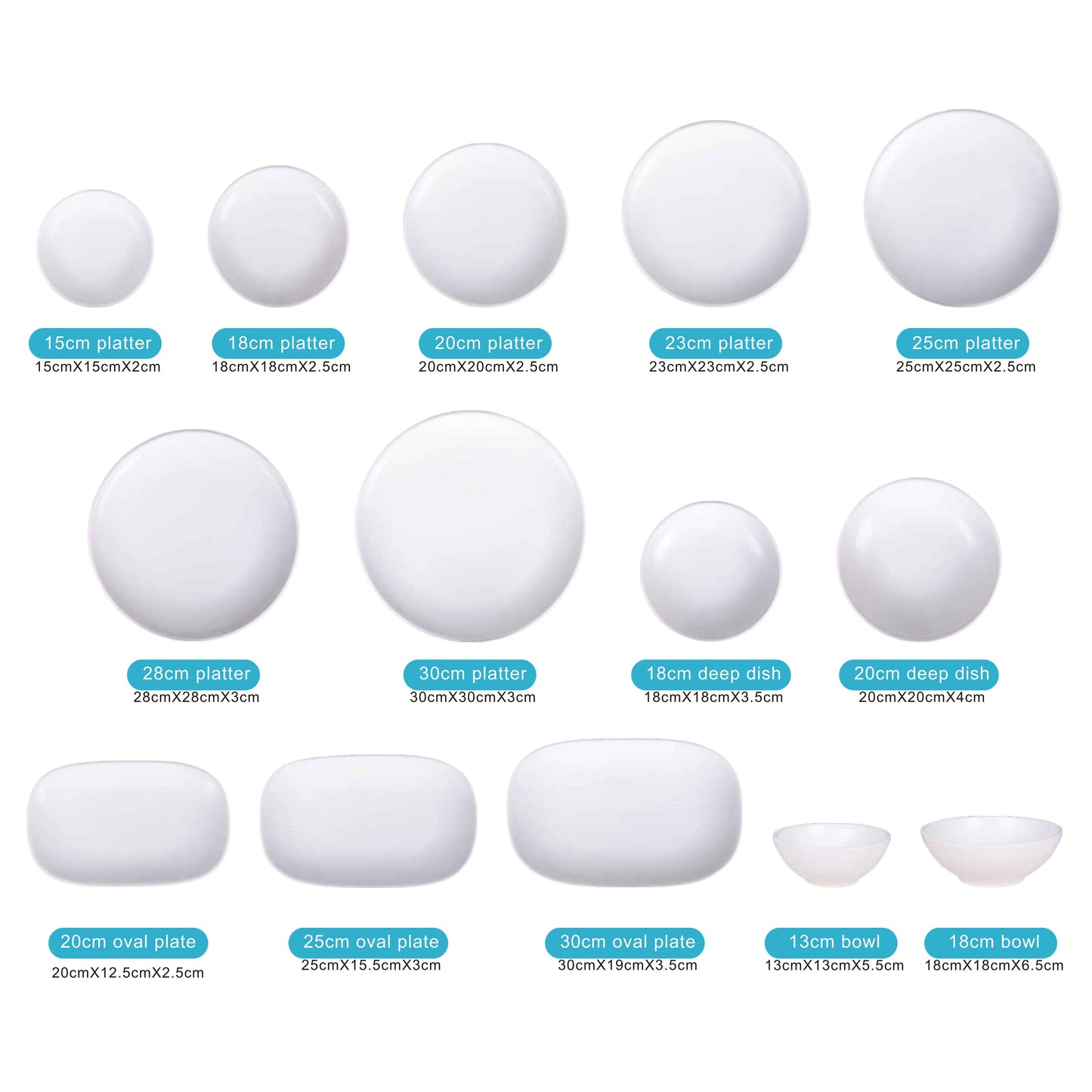 White Ceramic Dinnerware Set with Shiny Surface – 14-Piece Collection