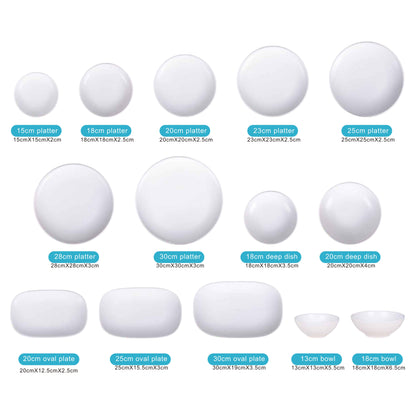 White Ceramic Dinnerware Set with Shiny Surface – 14-Piece Collection
