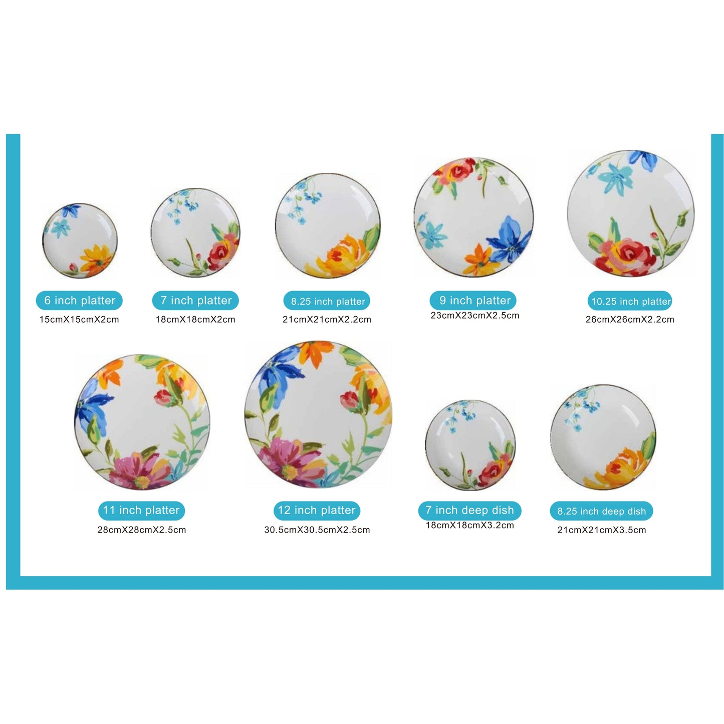 Floral White Ceramic Dinnerware Set with Shiny Surface – 9-Piece Collection