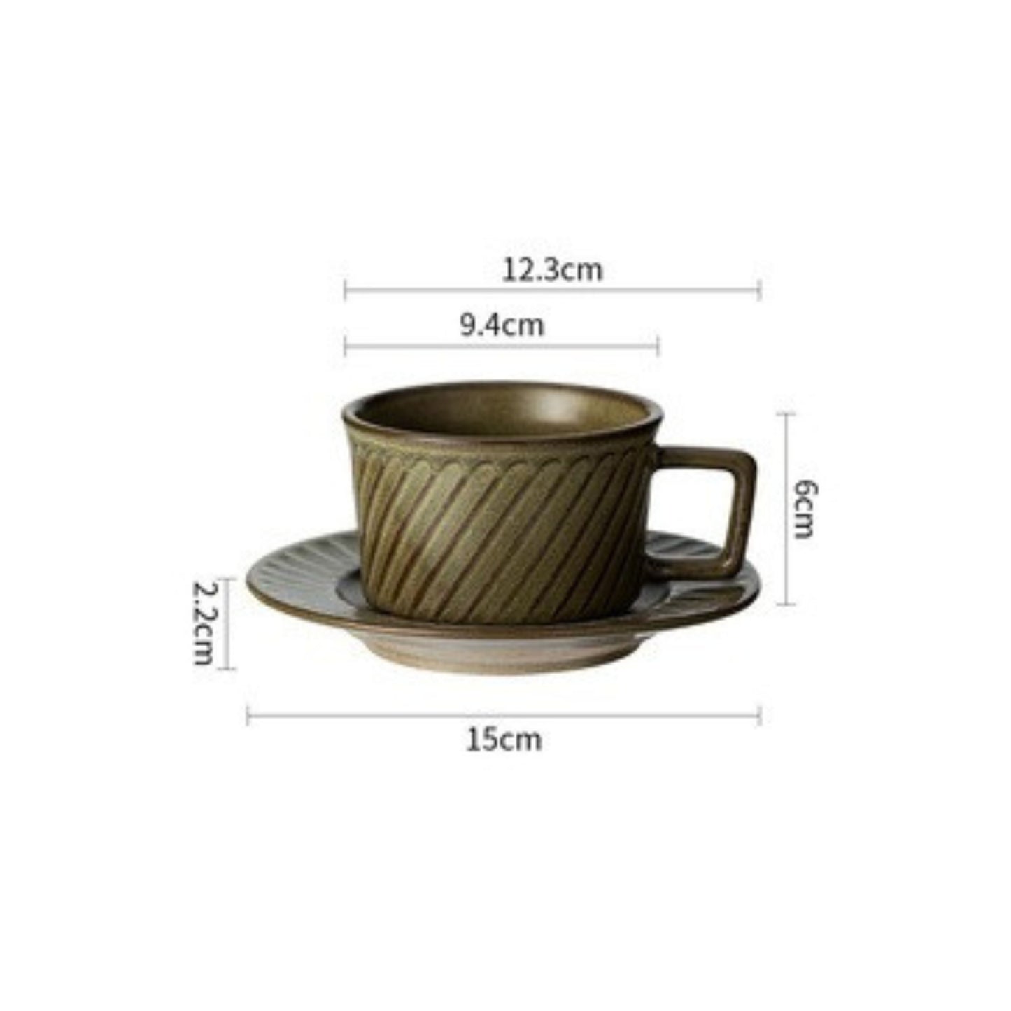 Stoneware Rotary coffee cup and saucer set with textured design and elegant finish