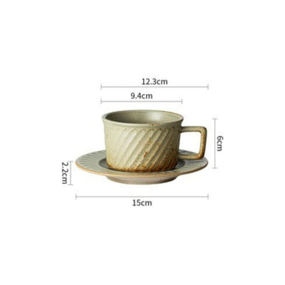 Stoneware Rotary coffee cup and saucer set with textured design and elegant finish