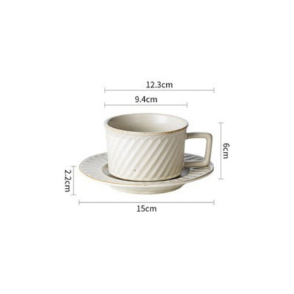 Stoneware Rotary coffee cup and saucer set with textured design and elegant finish