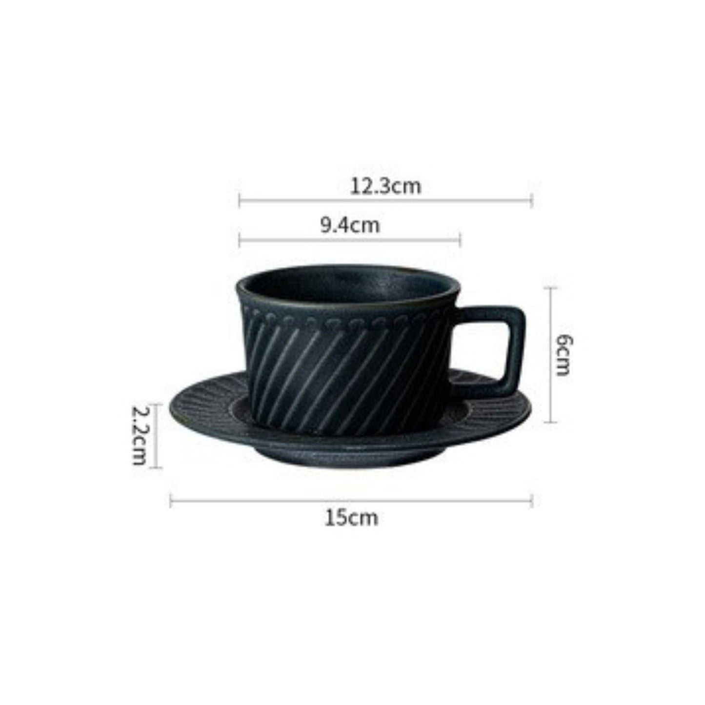 Stoneware Rotary coffee cup and saucer set with textured design and elegant finish