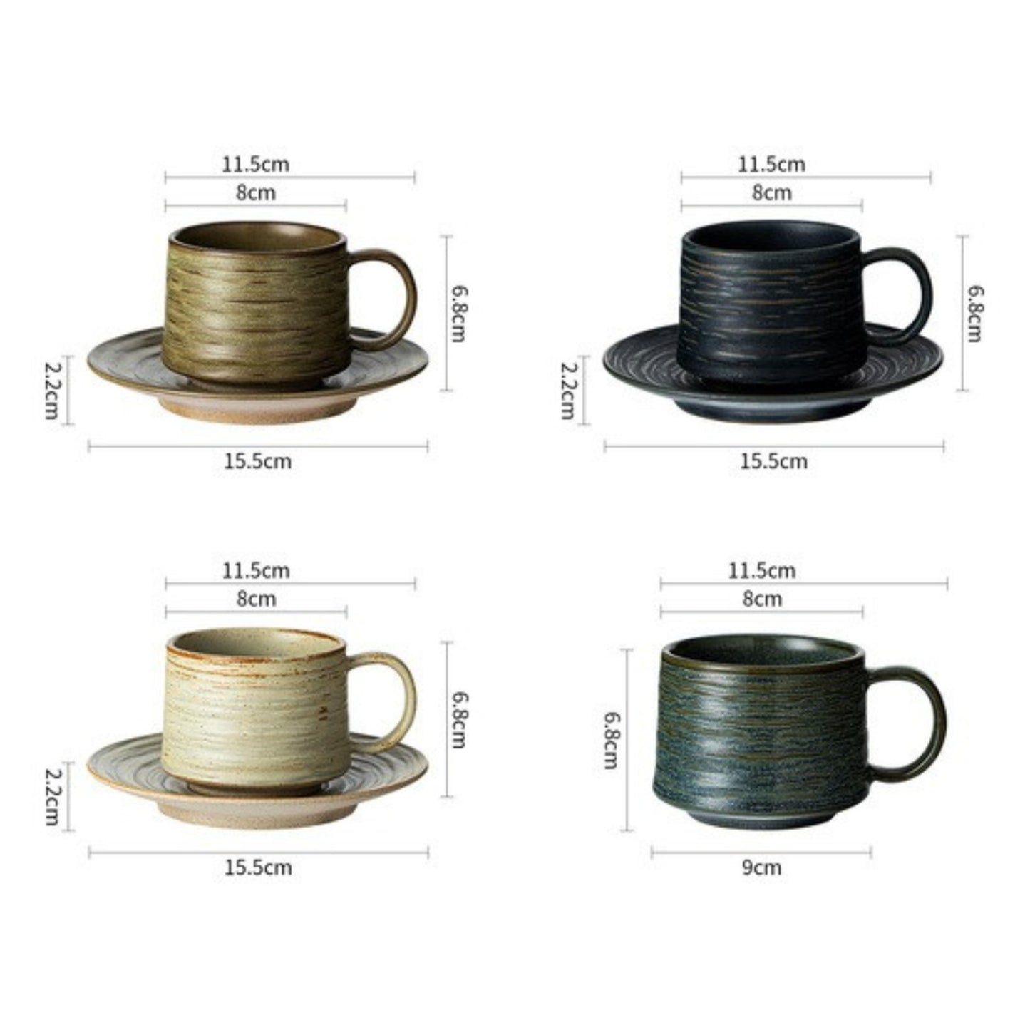 Stoneware Ocean coffee cup and saucer set with wave-inspired elegance and natural tones