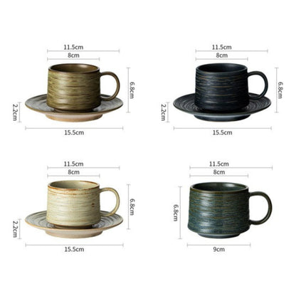 Stoneware Ocean coffee cup and saucer set with wave-inspired elegance and natural tones