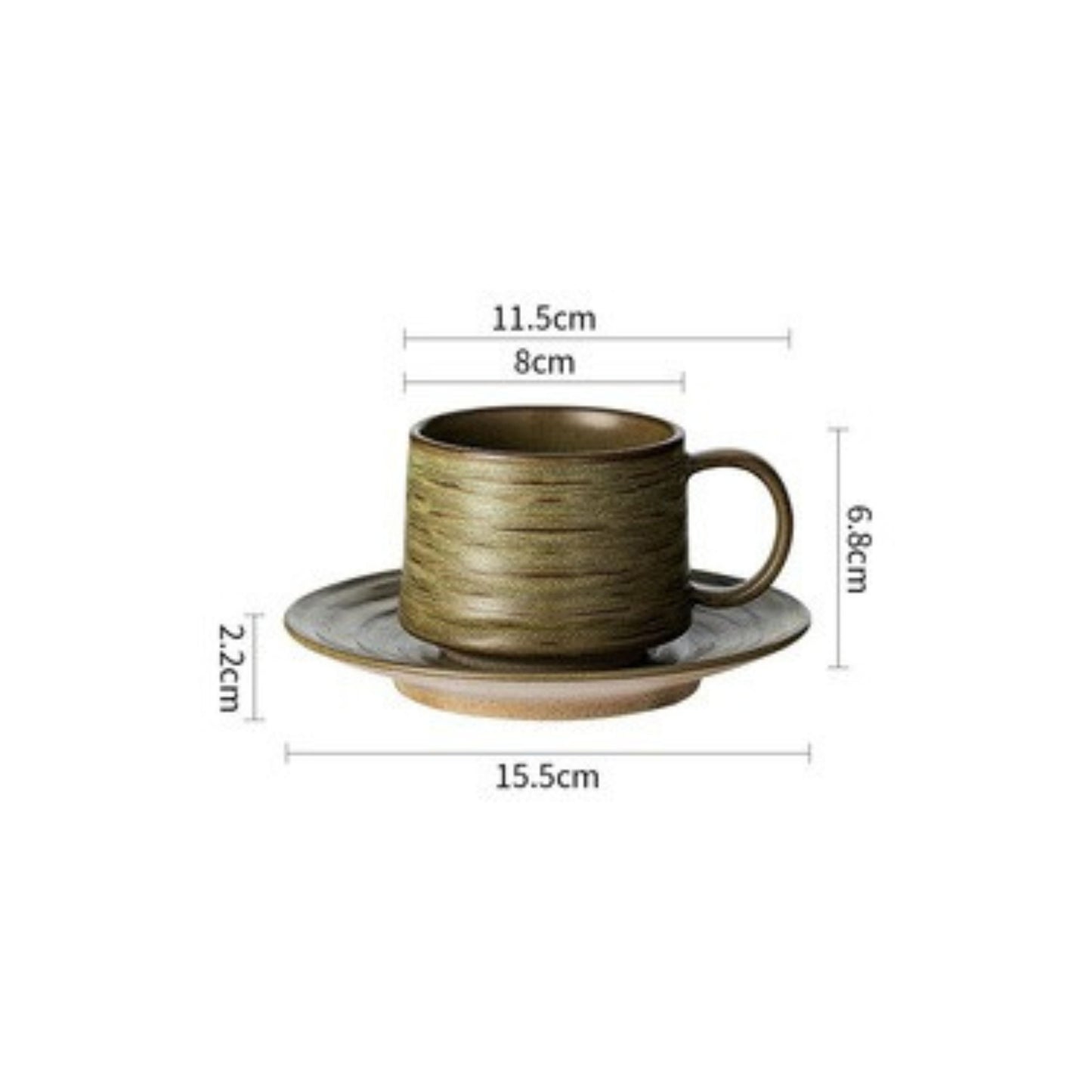 Stoneware Ocean coffee cup and saucer set with wave-inspired elegance and natural tones