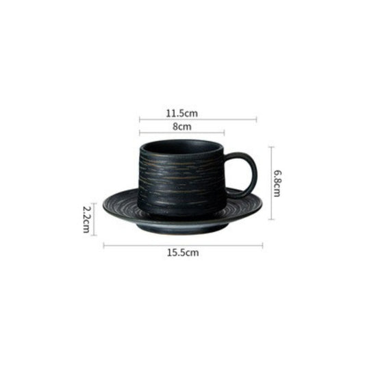 Stoneware Ocean coffee cup and saucer set with wave-inspired elegance and natural tones