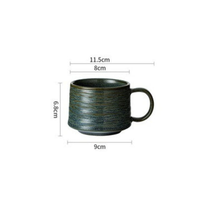 Stoneware Ocean coffee cup and saucer set with wave-inspired elegance and natural tones