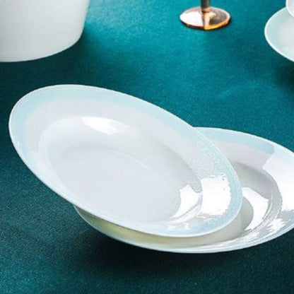 Lotus Pond Aegean Sea bone china crockery set with textured dotted surface