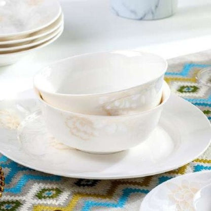 Ya bone china crockery set with floral print and graceful detailing