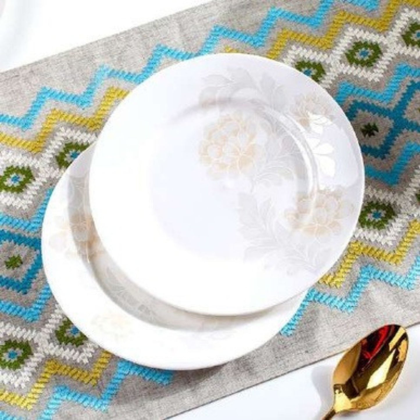 Ya bone china crockery set with floral print and graceful detailing