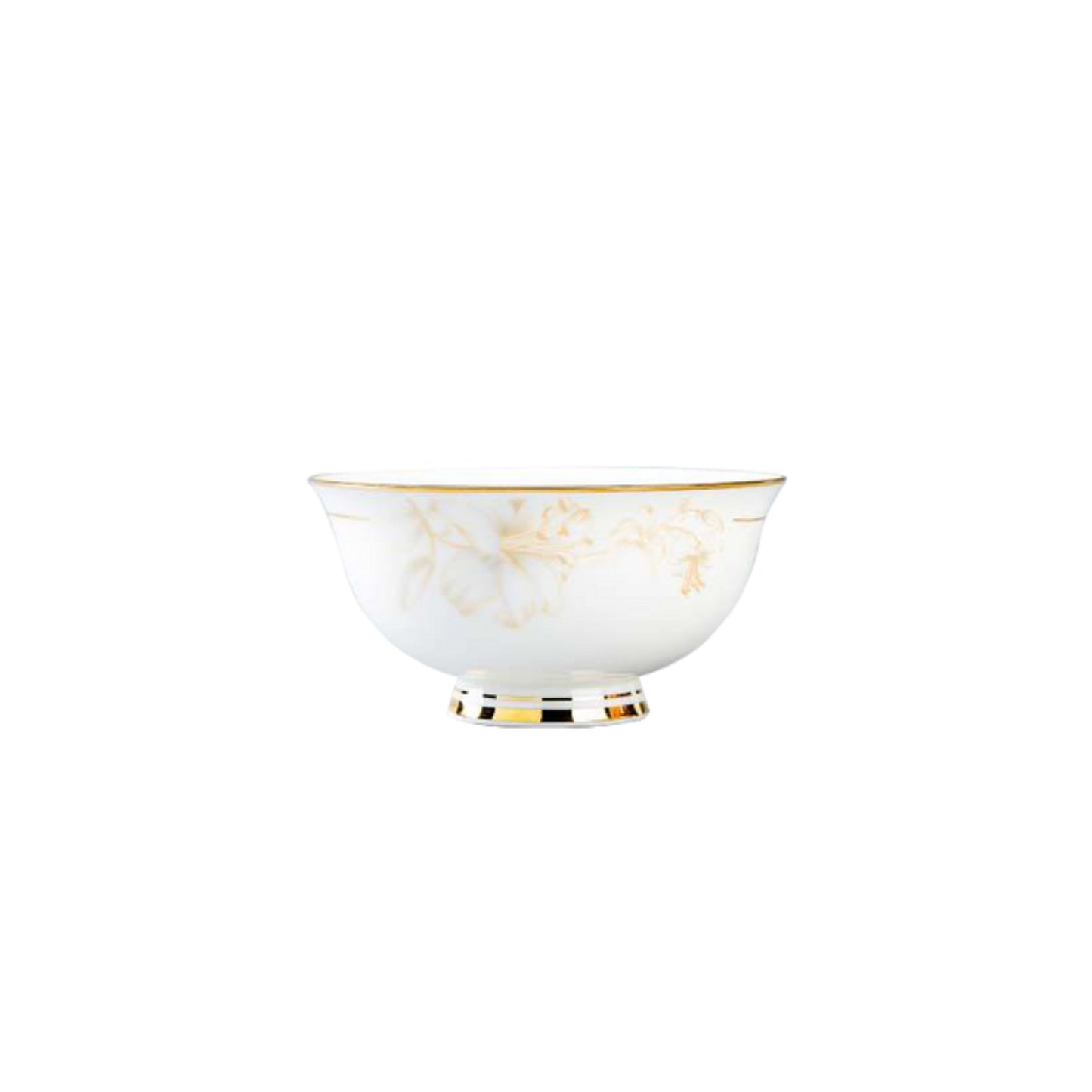 Golden Lily bone china crockery set with floral pattern and golden edges