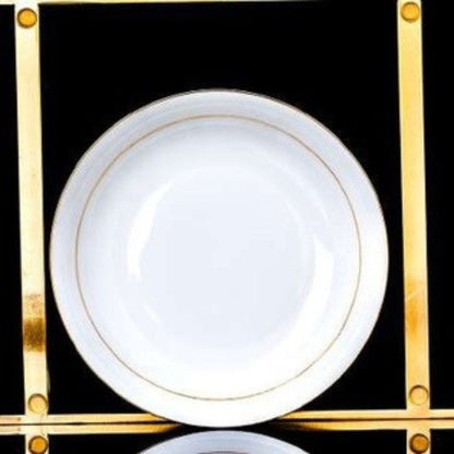 Golden Jade bone china crockery set with golden lines and gilded edges