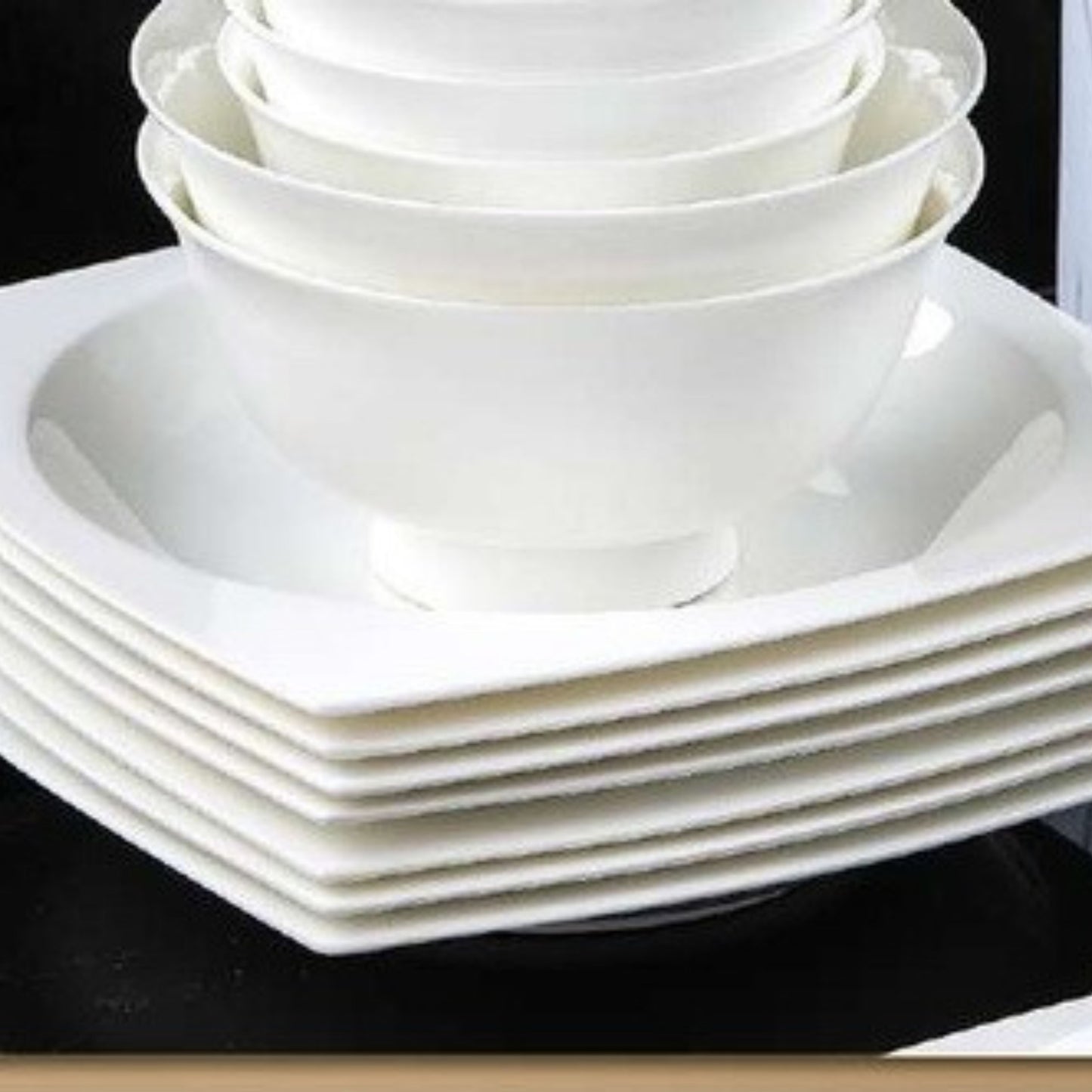 Pure White bone china crockery set with simple, classic design