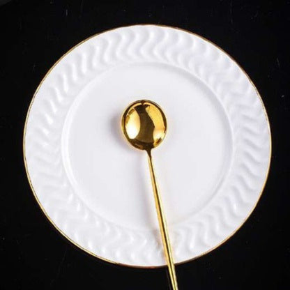 Watermark bone china crockery set with simple wavy pattern and golden edges