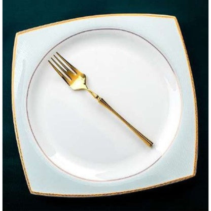 Clear Breeze bone china crockery set with golden lines and golden edges
