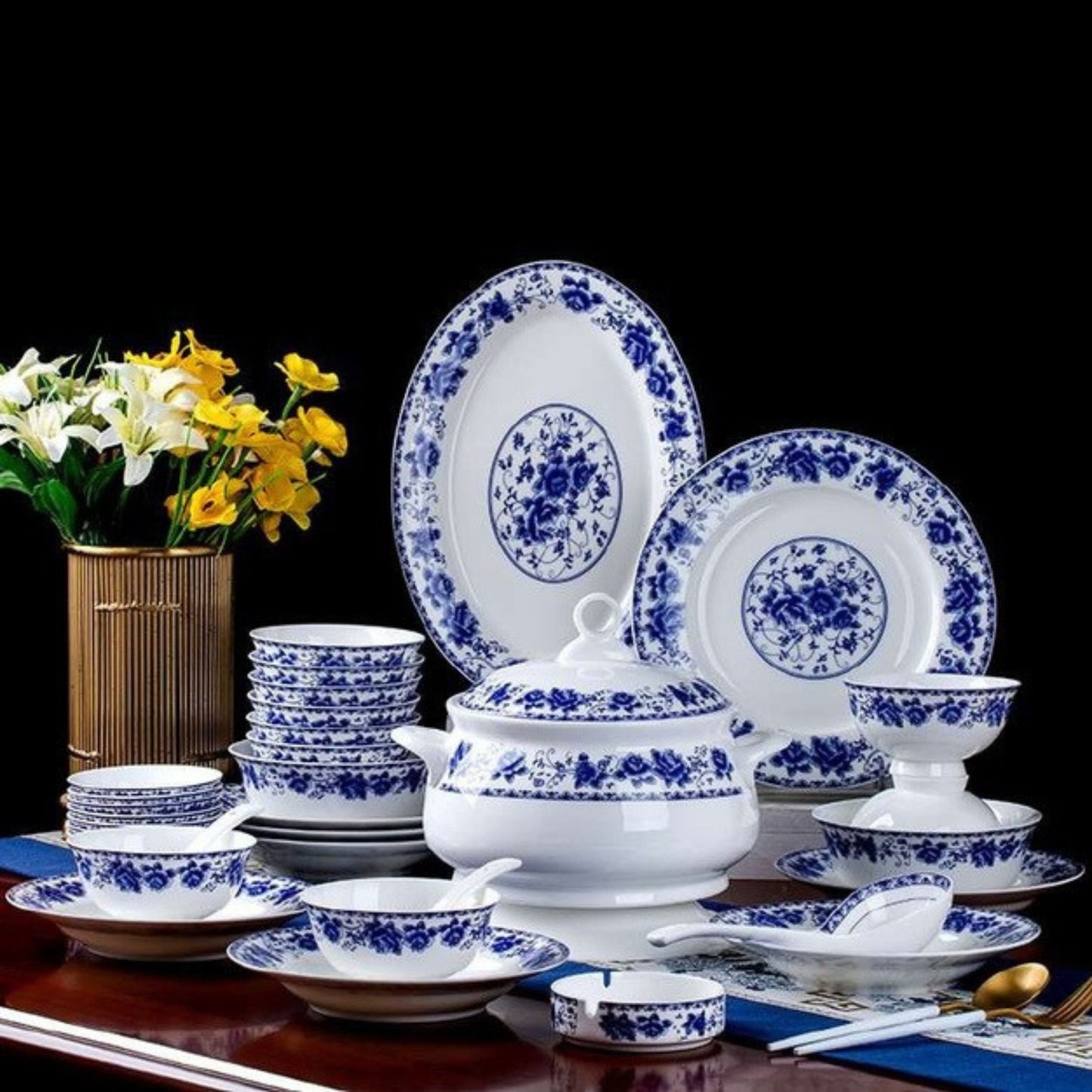 Blissful Rose bone china crockery set
