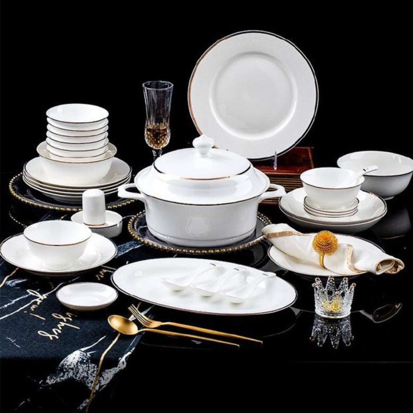 Golden Rose Elegance bone china crockery set
