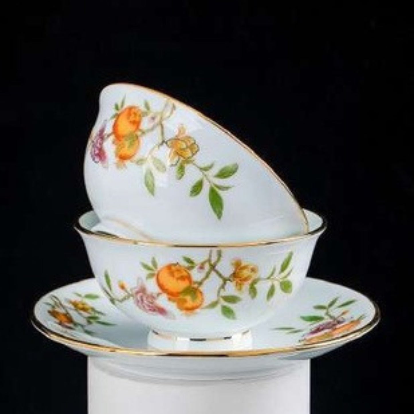Golden Pomegranate high-fired white porcelain crockery set