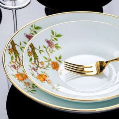 Golden Pomegranate high-fired white porcelain crockery set