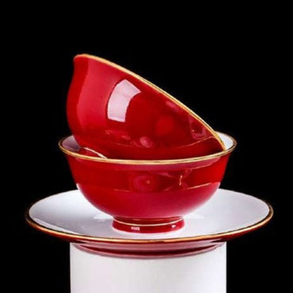 Ruby Radiance high-fired white porcelain crockery set