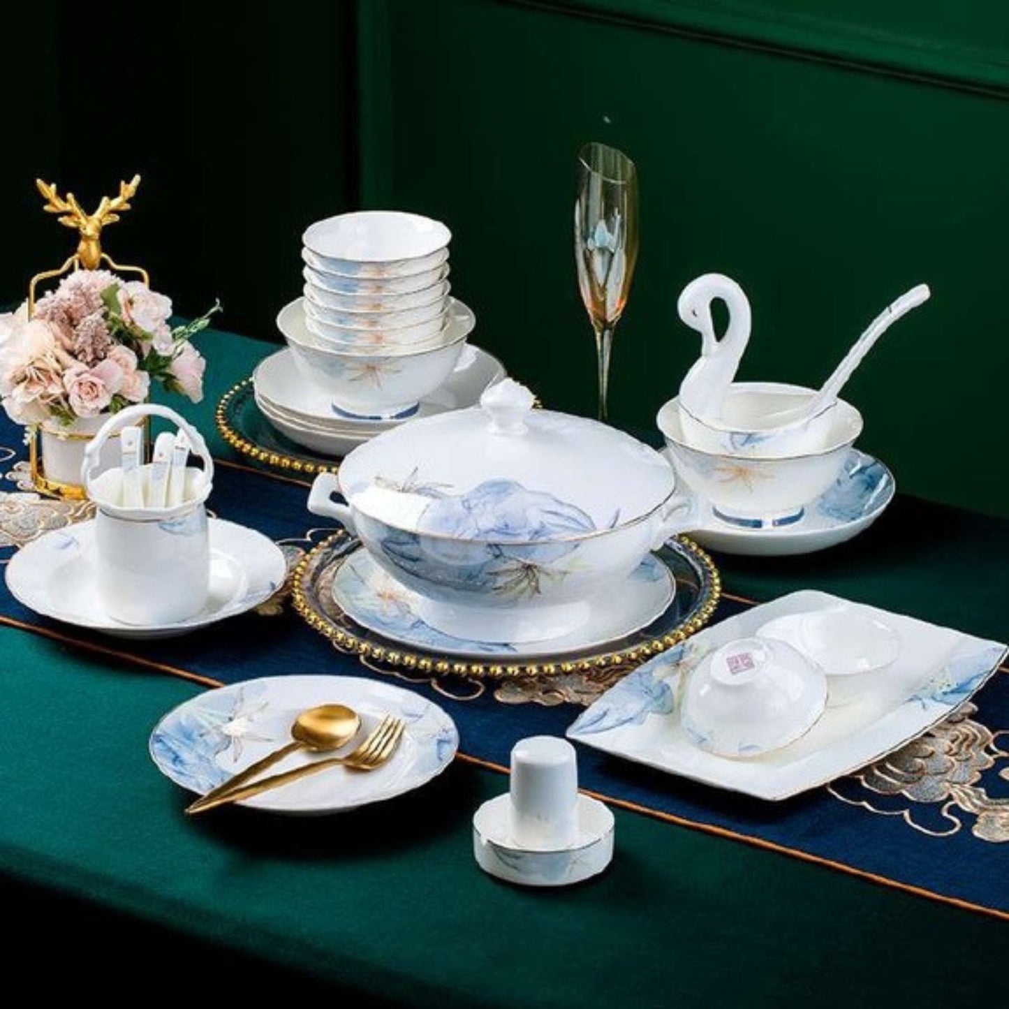 Azure Ripple bone china crockery set