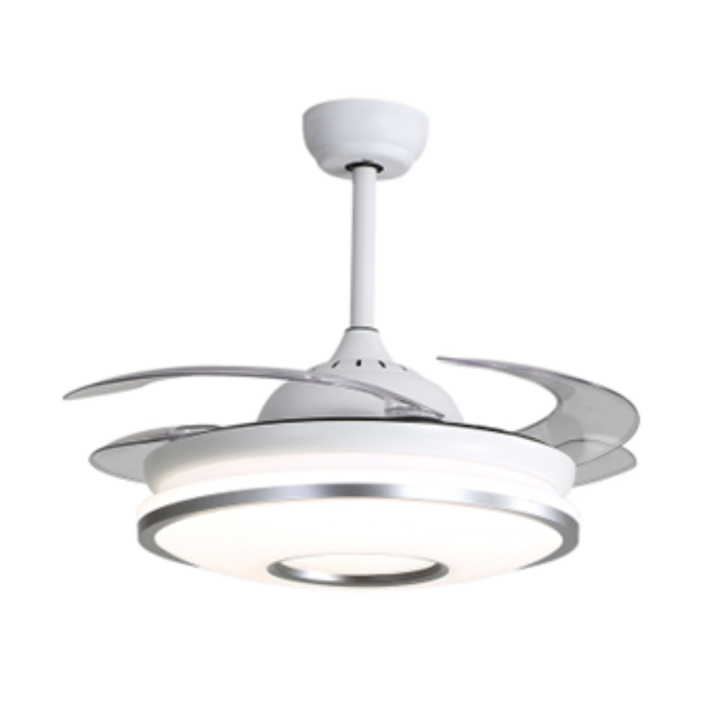 KBS-Y42116 Retractable Matte White Ceiling Fan with LED Light