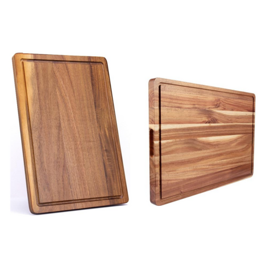 Acacia Wood Cutting Board with Embedded Handle and Juice Groove