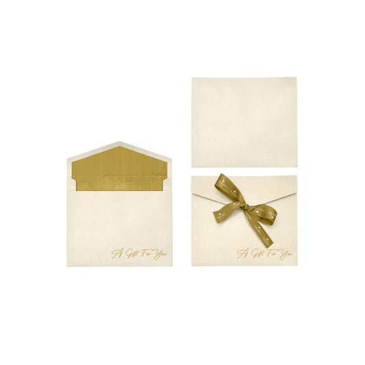 Luxury Gift Envelope with Gold Foil Logo, Ribbon, and Textured Paper