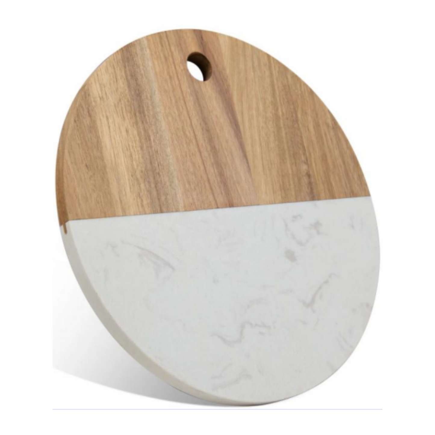 Round Wood and Marble Cutting Board with Varnish Finish